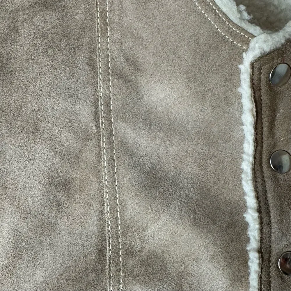 Vintage 70s Reversible Sherpa Lined Suede Leather Vest Men’s Size XL